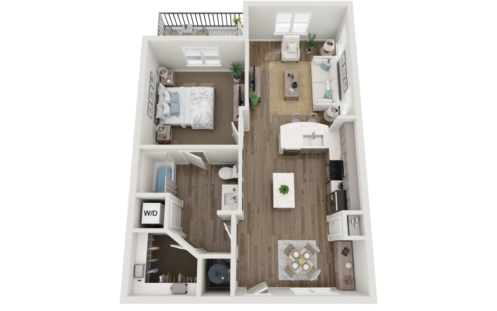 Ashton - 1 bedroom floorplan layout with 1 bathroom and 930 square feet