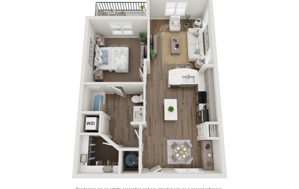 Ashton - 1 bedroom floorplan layout with 1 bath and 930 square feet.