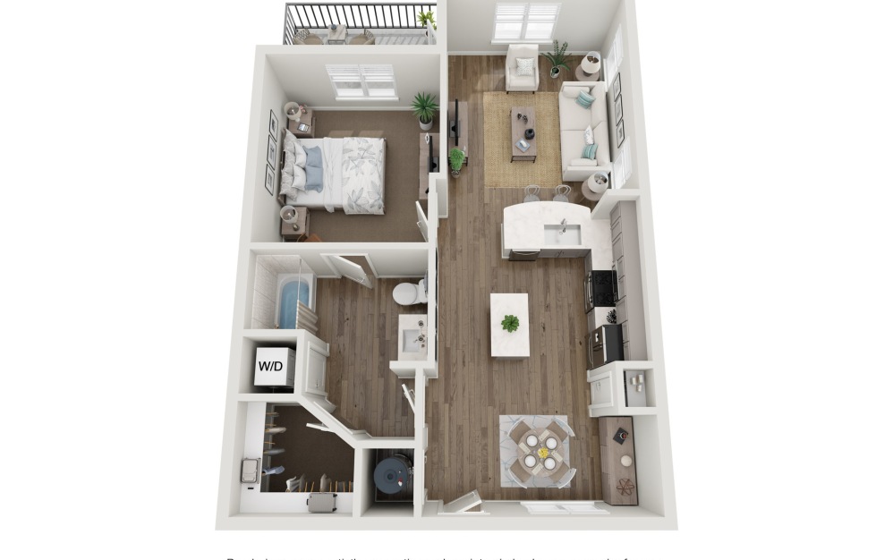 Ashton - 1 bedroom floorplan layout with 1 bathroom and 930 square feet