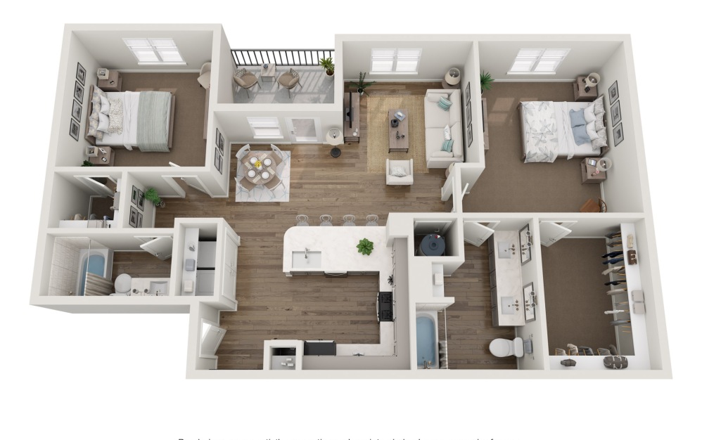 Blackwater - 2 bedroom floorplan layout with 2 bathrooms and 1279 square feet