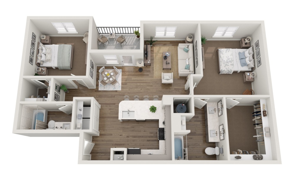 Blackwater - 2 bedroom floorplan layout with 2 bathrooms and 1279 square feet