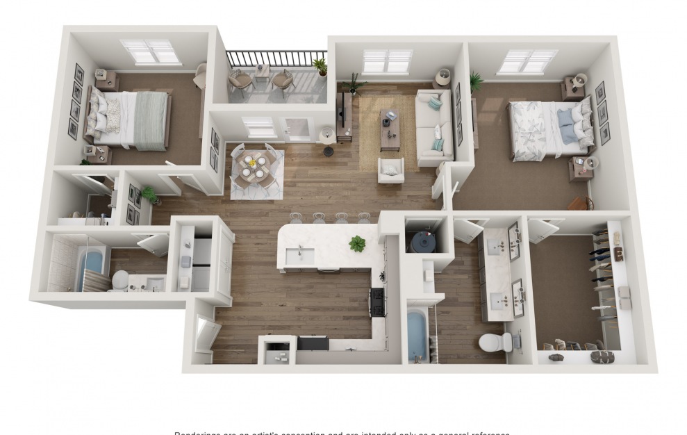 Blackwater - 2 bedroom floorplan layout with 2 baths and 1279 square feet.