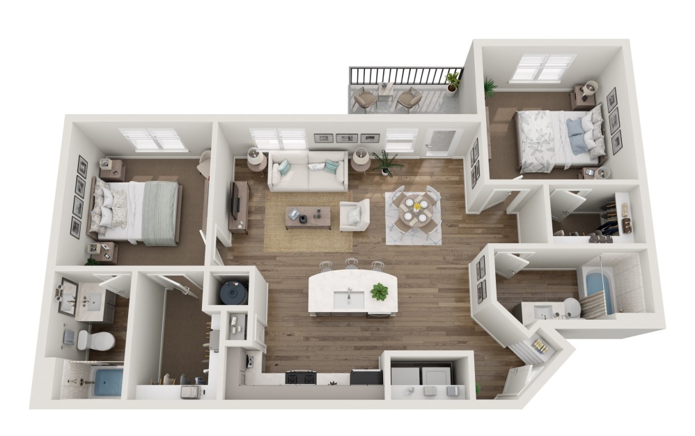 Bristol - 2 bedroom floorplan layout with 2 bathrooms and 1175 square feet