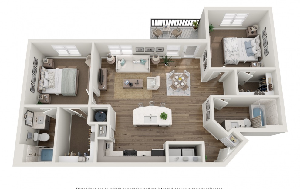 Bristol - 2 bedroom floorplan layout with 2 baths and 1175 square feet.